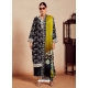 Stylish Printed And Embroidered Pure Muslin Salwar Suit In Black