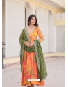 Digital Print Work Silk Gown In Multi Colour
