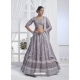 Grey Sequence Embroidered Worked Pure Chiffon Lehenga Choli