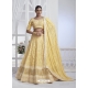 Yellow Sequence Embroidered Worked Pure Chiffon Lehenga Choli