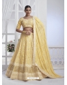 Yellow Sequence Embroidered Worked Pure Chiffon Lehenga Choli