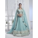 Sky Blue Sequence Embroidered Worked Pure Organza Lehenga Choli