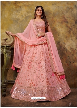 Pink Premium Georgette Sequins And Embroidered Lehenga Choli
