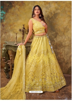 Yellow Sequins And Embroidered Premium Net Lehenga Choli