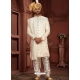 Off White Heavy Silk Embroidered Wedding Sherwani