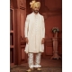 Cream Heavy Silk Embroidered Mens Sherwani