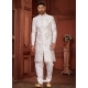 Heavy Silk Embroidered Mens Sherwani In White