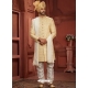 Beige Heavy Worked Silk Wedding Wear Sherwani