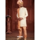 Stylish Pure Dola Silk Wedding Sherwani In Cream And Peach