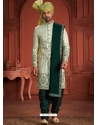 Green Pure Silk Heavy Worked Wedding Wear Groom Sherwani