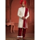 Sequence And Hand Worked Pure Silk Wedding Wear Sherwani In Cream And Maroon