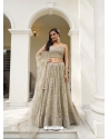 Beige Embroidery And Sequins Worked Butterfly Net Designer Lehenga Choli