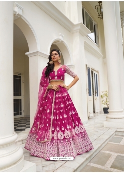 Pink Embroidery And Sequins Worked Butterfly Net Designer Lehenga Choli