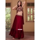 Maroon Embroidered And Mirror Work Georgette Readymade Lehenga Choli