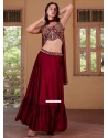 Maroon Embroidered And Mirror Work Georgette Readymade Lehenga Choli