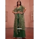 Embroidered And Moti Work Georgette Salwar Suit In Green For Ceremonial