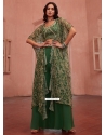 Embroidered And Moti Work Georgette Salwar Suit In Green For Ceremonial