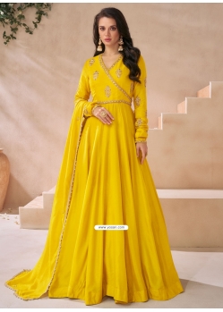 Silk Gown In Mustard