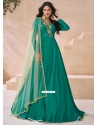 Green Silk Embroidered And Sequins Work Designer Gown