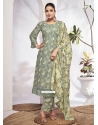 Grey Cotton Salwar Suit With Digital Print Work