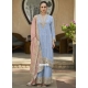 Blue Pure Chiffon Embroidered And Sequins Work Salwar Suit