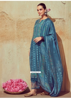 Muslin Designer Salwar Suit In Blue