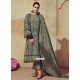 Grey Muslin Salwar Suit With Digital Print Work