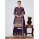 Embroidered Work Chinon Designer Salwar Suit In Purple For Ceremonial