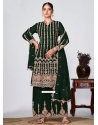 Green Chinon Designer Salwar Suit With Embroidered Work