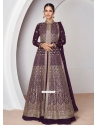 Purple Georgette Embroidered Work Lehenga Suit For Ceremonial