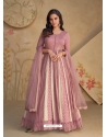 Pink Georgette Embroidered Readymade Gown With Dupatta