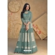 Gorgeous Green Embroidered Readymade Gown With Dupatta