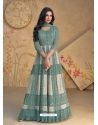 Gorgeous Green Embroidered Readymade Gown With Dupatta