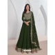 Green Embroidered Silk Readymade Gown With Dupatta