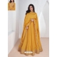 Mustard Embroidered Silk Readymade Gown With Dupatta