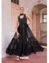 Black Thread And Embroidered Readymade Front Cut Suit