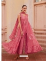 Pink Georgette Thread And Embroidered Readymade Suit