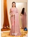 Pink Georgette Sequins Embroidered Saree