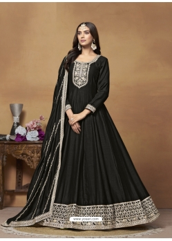 Black Embroidered Silk Salwar Suit