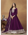 Purple Art Silk Embroidered Salwar Suit