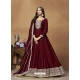 Maroon Party Wear Embroidered Silk Salwar Suit