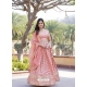 Peach Jacquard Lehenga Choli With Embroidered And Sequins Work