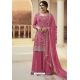 Pink Chinon Designer Embroidered Palazzo Suit