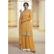 Yellow Chinon Designer Embroidered Palazzo Suit