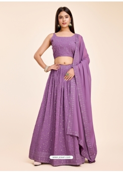 Lavender Thread And Sequins Embroidered Lehenga Choli