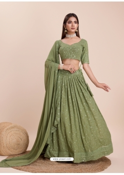 Beautiful Green Sequins Embroidered Lehenga Choli