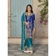 Latest Blue And Teal Chinnon Designer Salwar Suit