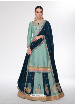 Turquoise Premium Silk Designer Lehenga Suit