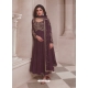 Stylish Wine Chinon Embroidered Anarkali Suit