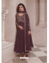 Stylish Wine Chinon Embroidered Anarkali Suit